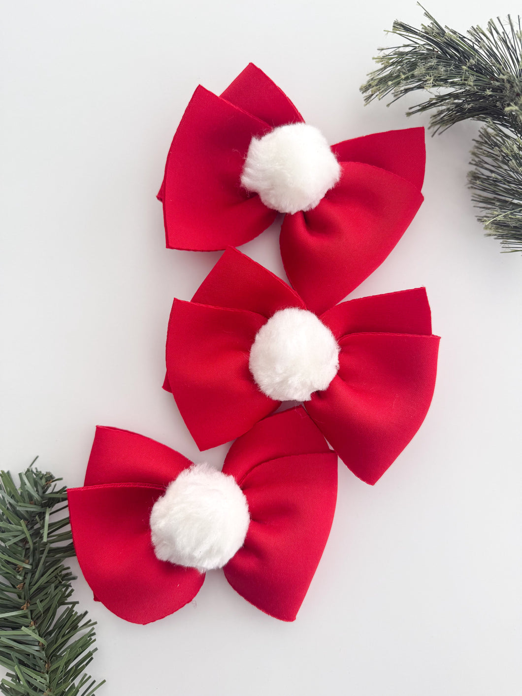 Red Pom Pom Bow