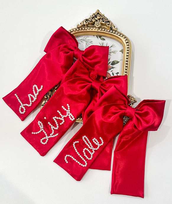 Red Satin Princesa Bow