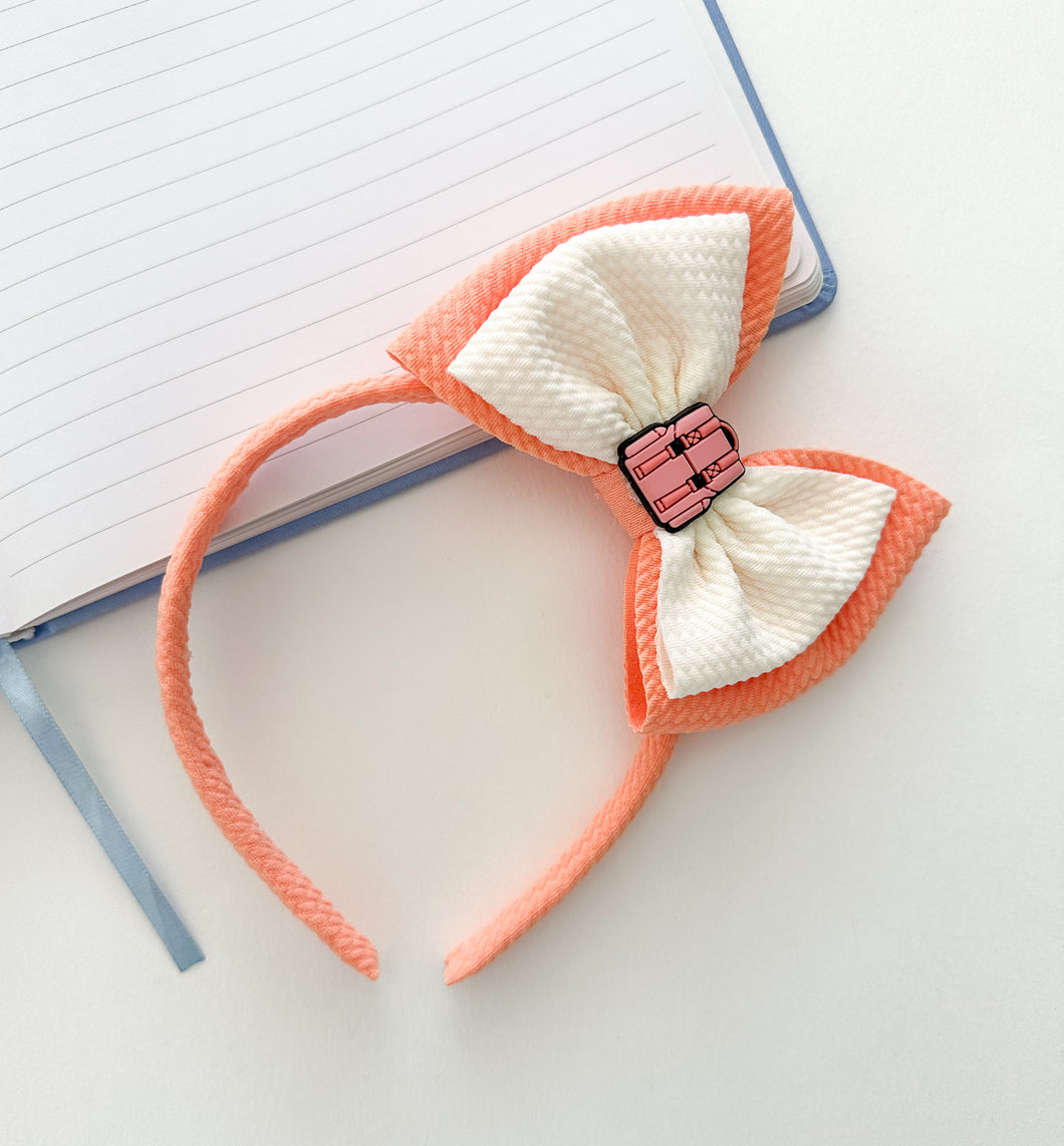 Peach Backpack School Bow