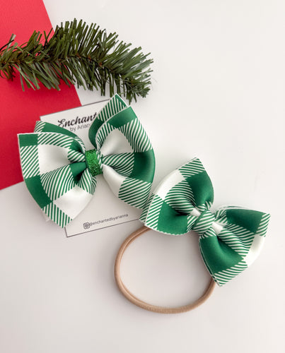 Green Plaid Bow