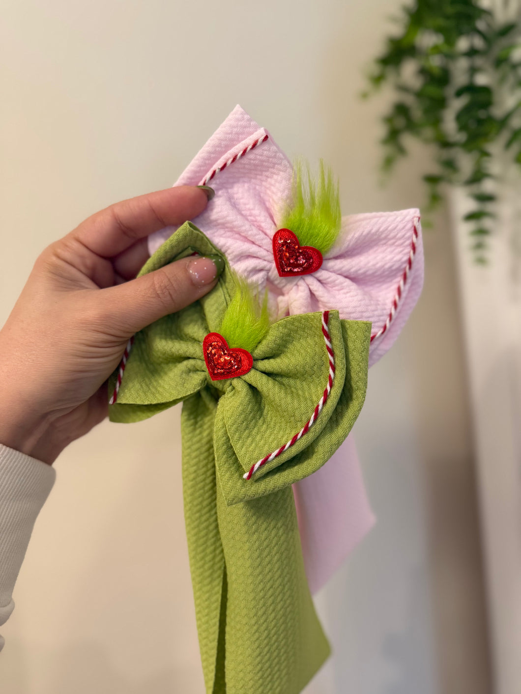Pink Grinch Bow