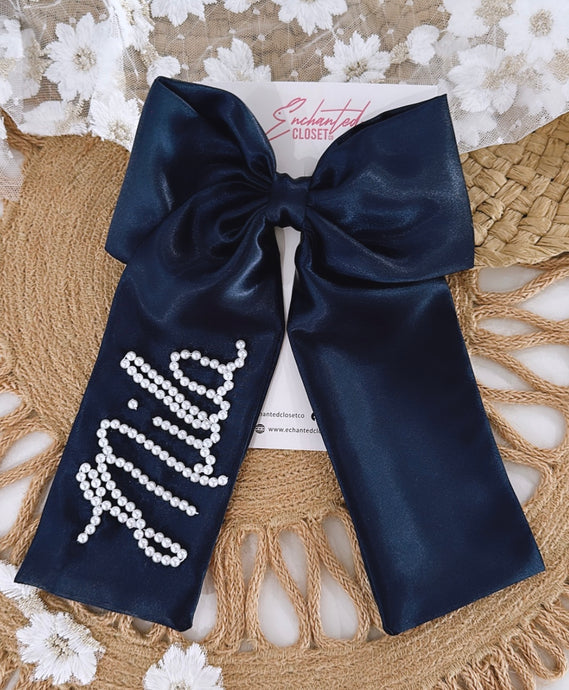 Navy Blue Princesa Bow
