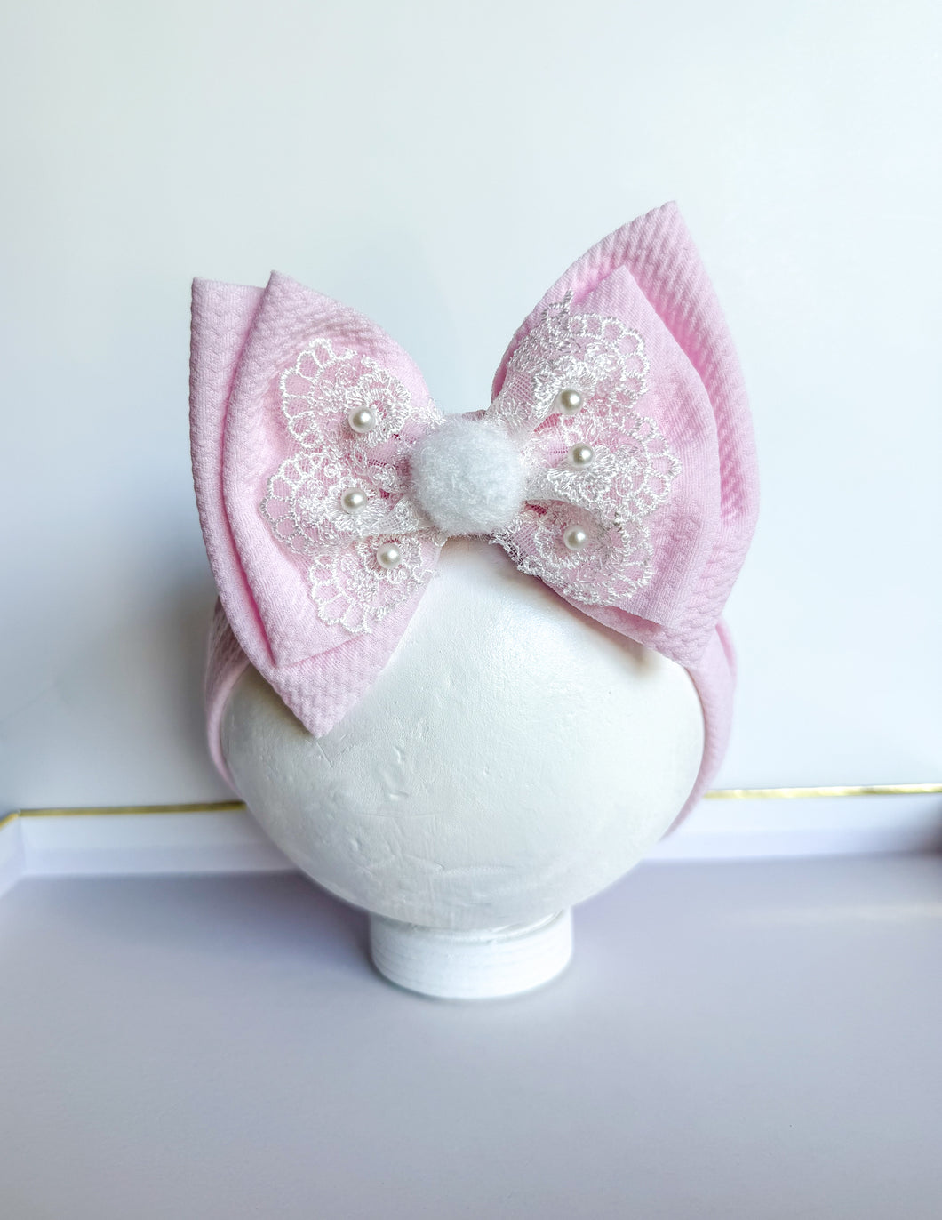 Baby Pink Peral Fancy XL Bow