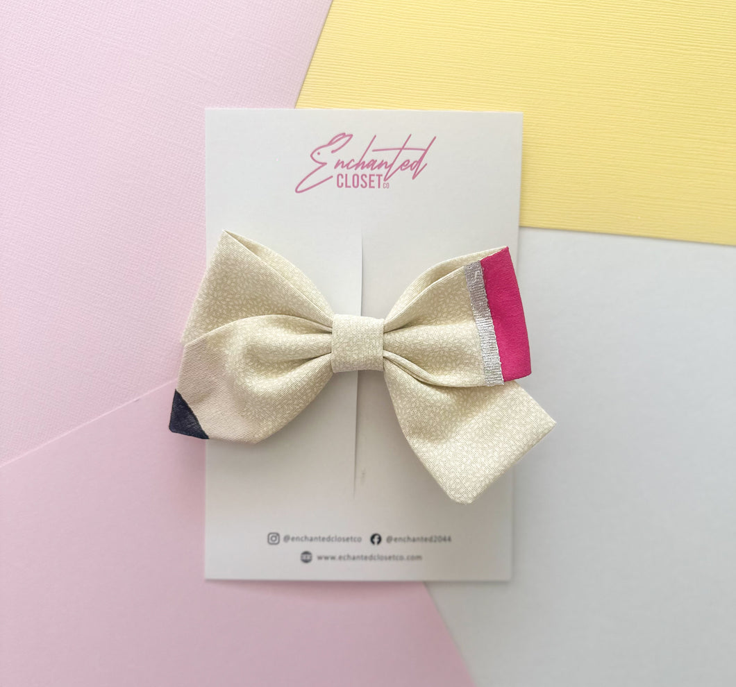 Beige Medium Pencil Bow