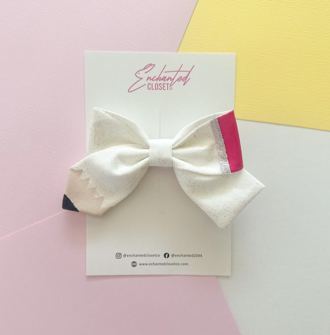 White Medium Pencil Bow